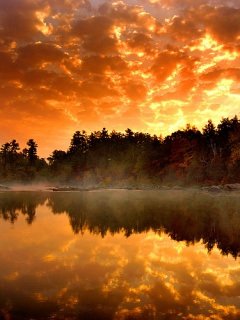 240x320 sunset lake free mobile wallpaper