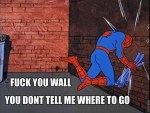 spiderman f you wall meme