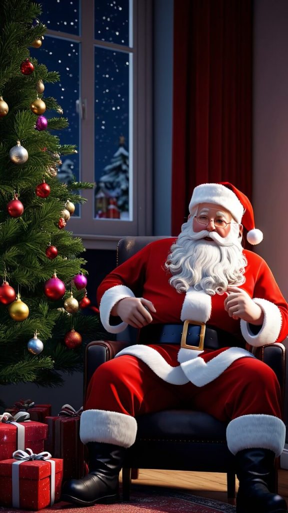 Cute festive santa clause christmas iphone wallpaper xmas tree hd