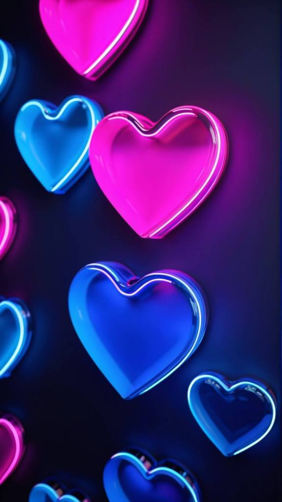Cute pink blue love hearts mobile wallpaper 2k
