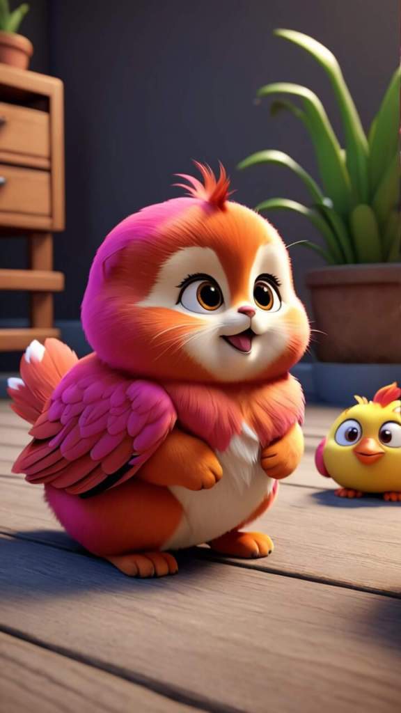 Cute pink cartoon bird mobile phone background 2k 1440x2560