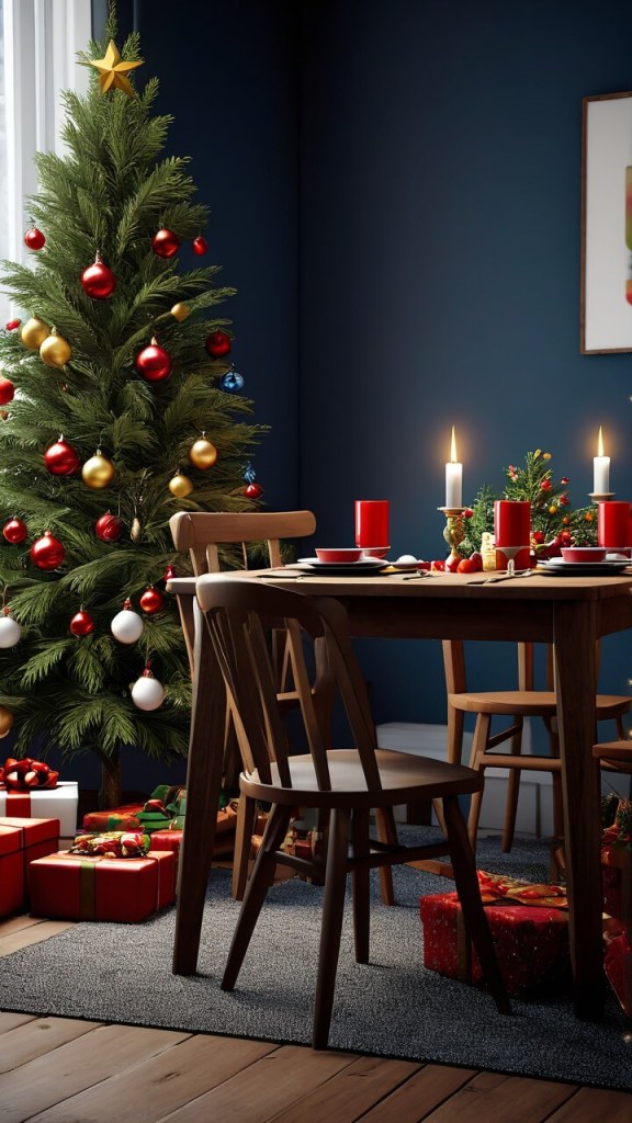 Indoors christmas tree table festive iphone wallpaper background simple